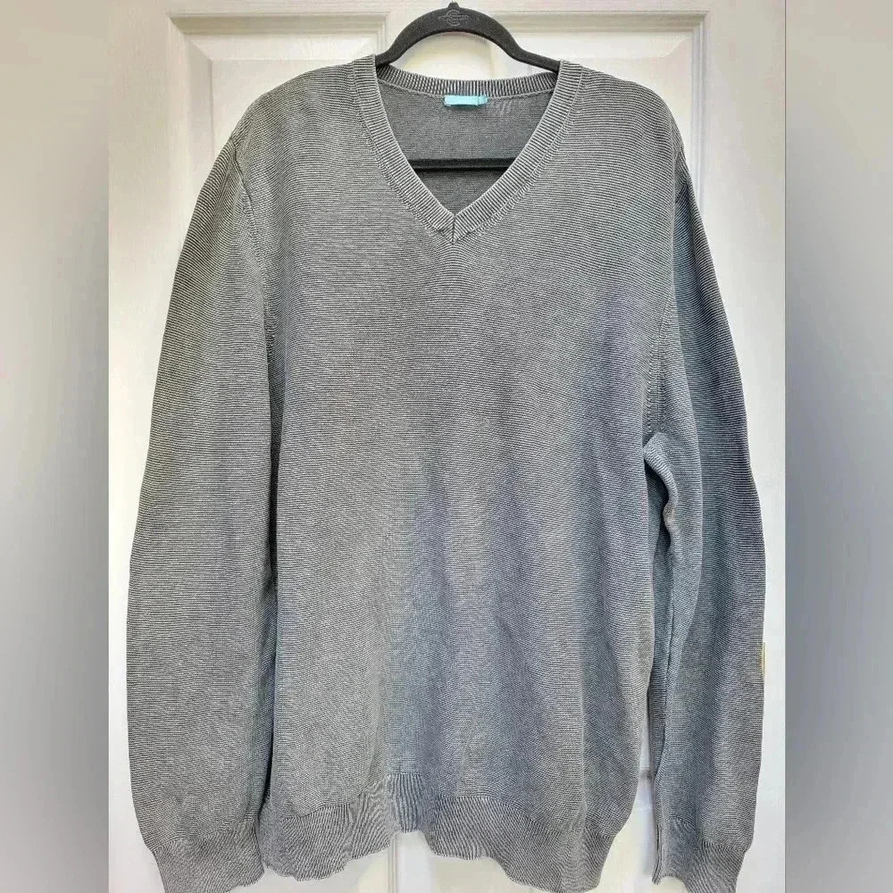 J. Mclaughlin Men's V Neck Textured Long Sleeve Sweater Size XL